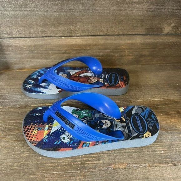 Kids Childrens Havaianas DC Comics Justice League‎ Sandals Flip Flops Size 11 12 - Picture 2 of 6